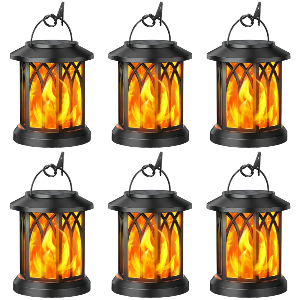 Outdoor Solar Lanterns Flickering Flame - Waterproof LED Hanging Garden Lights