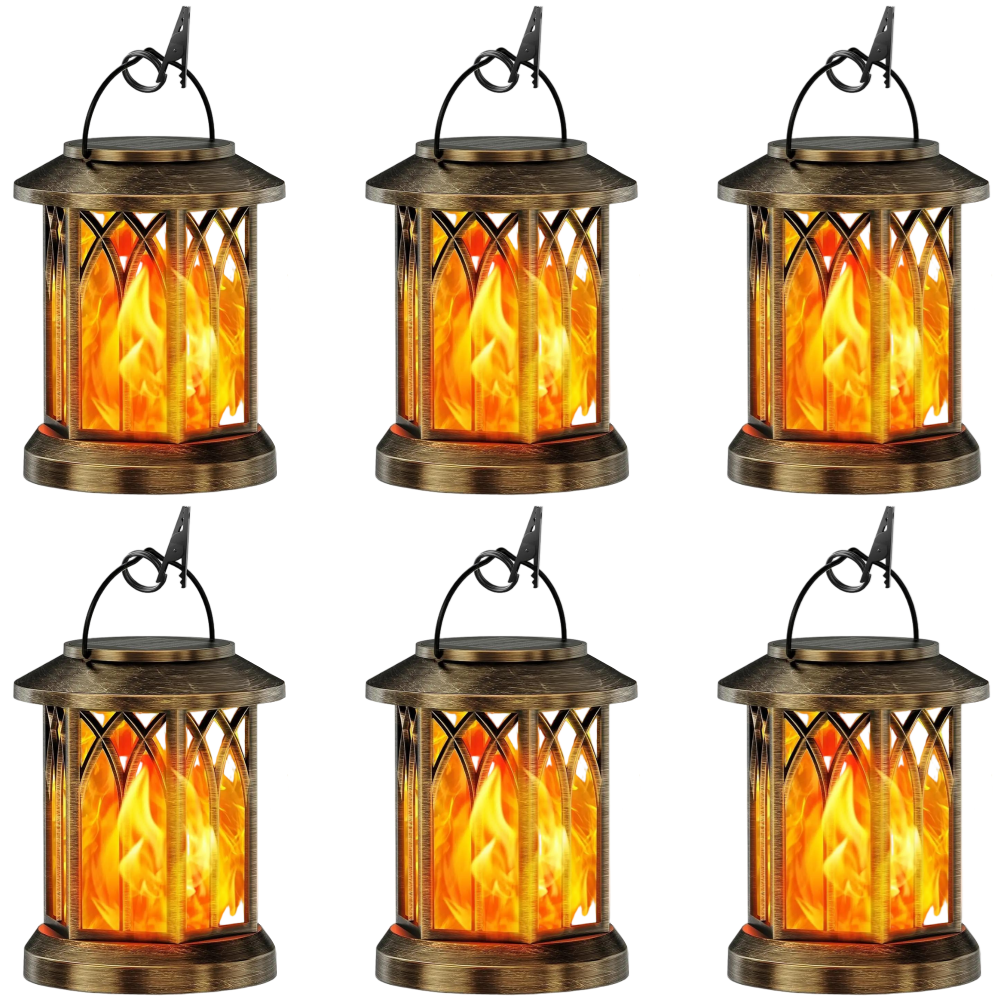 Outdoor Solar Lanterns Flickering Flame - Waterproof LED Hanging Garden Lights