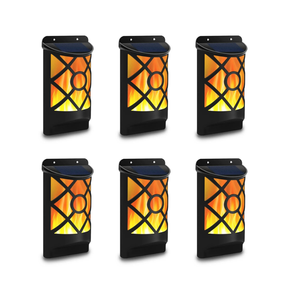 96-LED Solar Flame Wall Lights Outdoor Waterproof IP65 - Flickering Torch Effect for Garden Patio, Fence, Deck