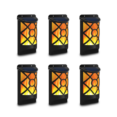 96-LED Solar Flame Wall Lights Outdoor Waterproof IP65 - Flickering Torch Effect for Garden Patio, Fence, Deck