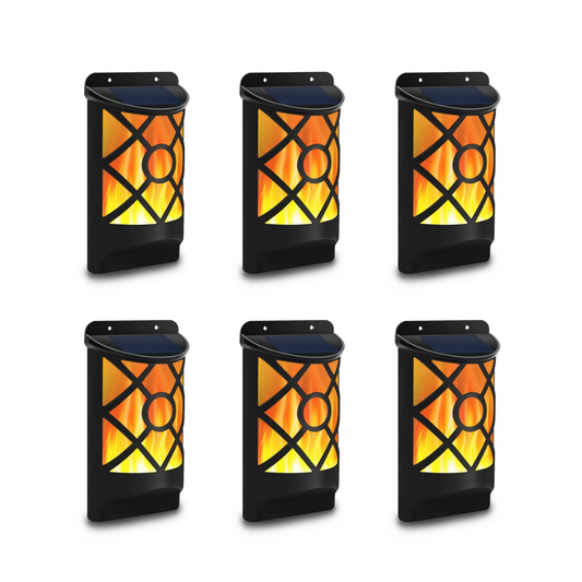 96-LED Solar Flame Wall Lights Outdoor Waterproof IP65 - Flickering Torch Effect for Garden Patio, Fence, Deck