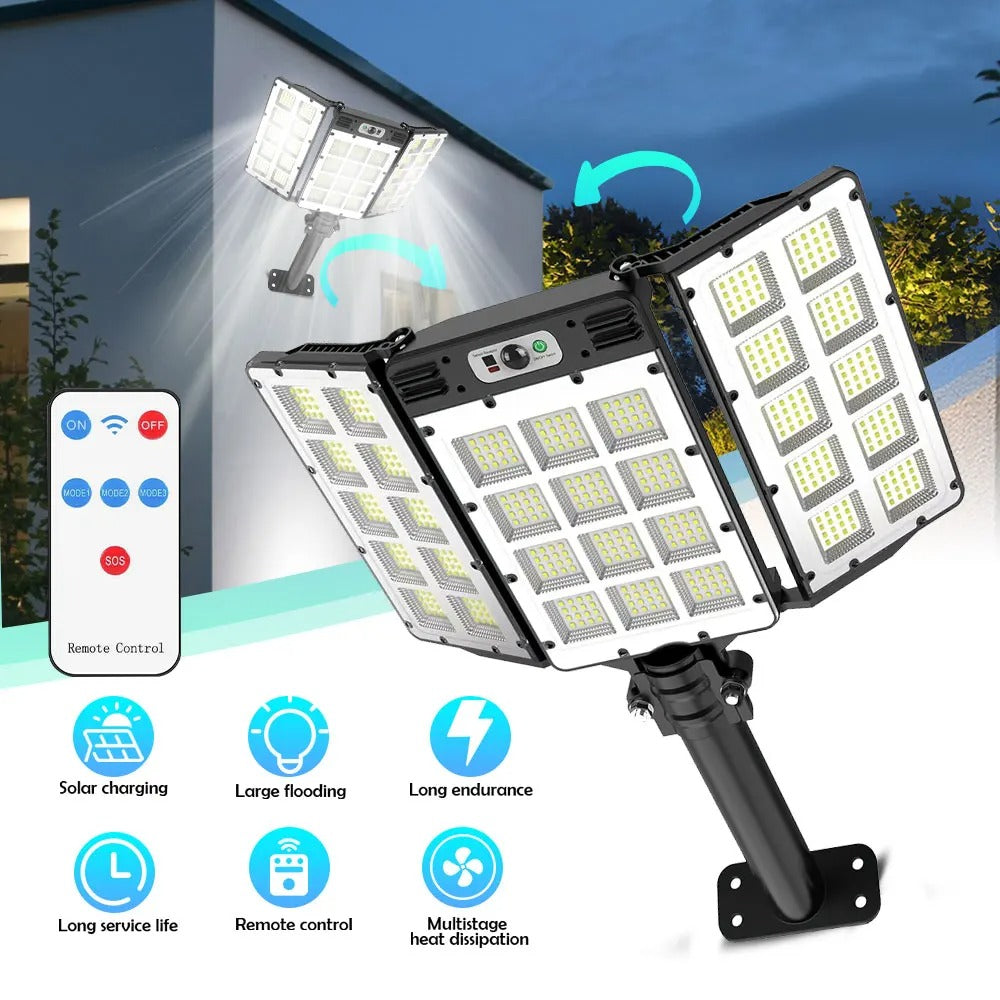 800-LED Solar Street Light Outdoor - Adjustable 3 Modes Motion Sensor Security Lamp, IP65 Waterproof with Remote Control