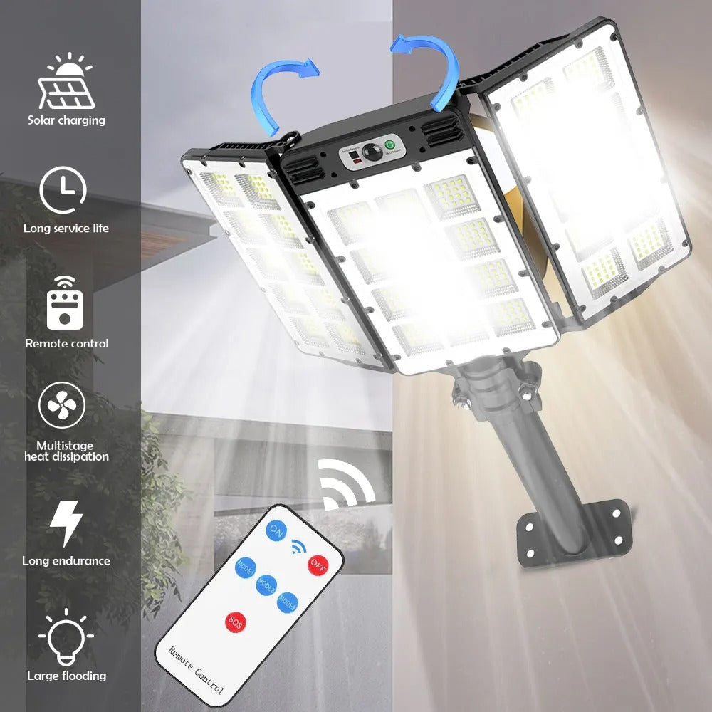 800-LED Solar Street Light Outdoor - Adjustable 3 Modes Motion Sensor Security Lamp, IP65 Waterproof with Remote Control