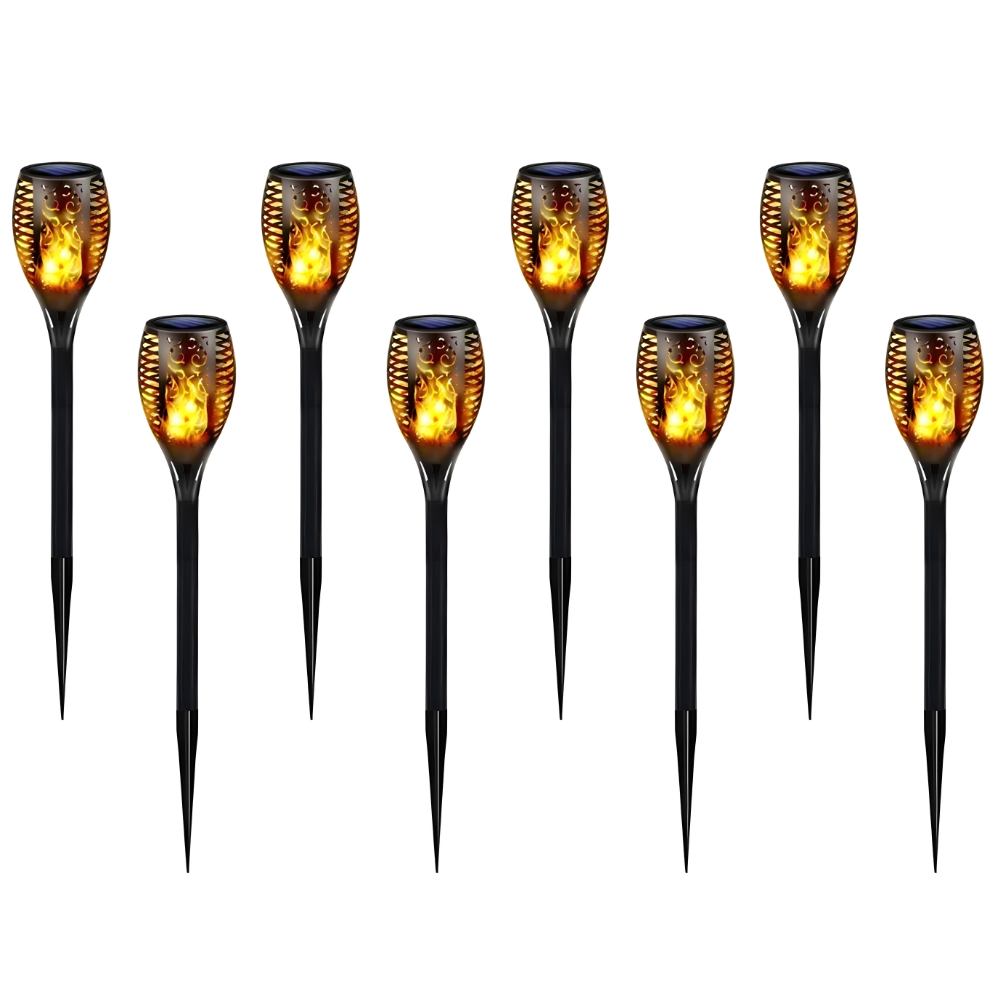96-LED Solar Flame Pathway Lights - Outdoor Waterproof Flickering Torch Lamp