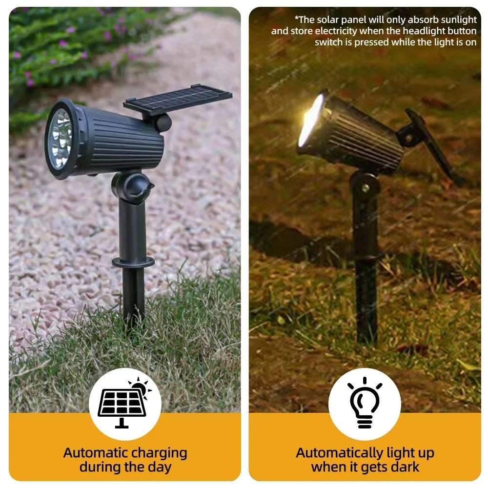 9-LED Solar Spot Lights, RGB - IP65 Waterproof Outdoor Landscape Spotlight