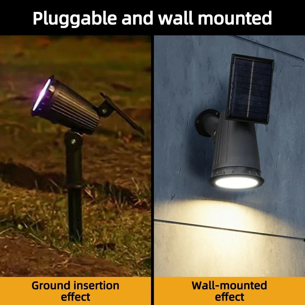 9-LED Solar Spot Lights, RGB - IP65 Waterproof Outdoor Landscape Spotlight
