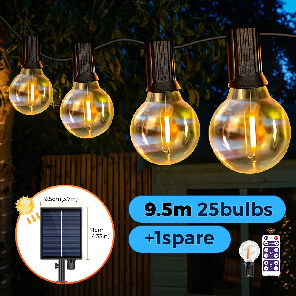 Brightech - Waterproof Solar String Lights with Shatterproof G40 Bulbs Outdoor