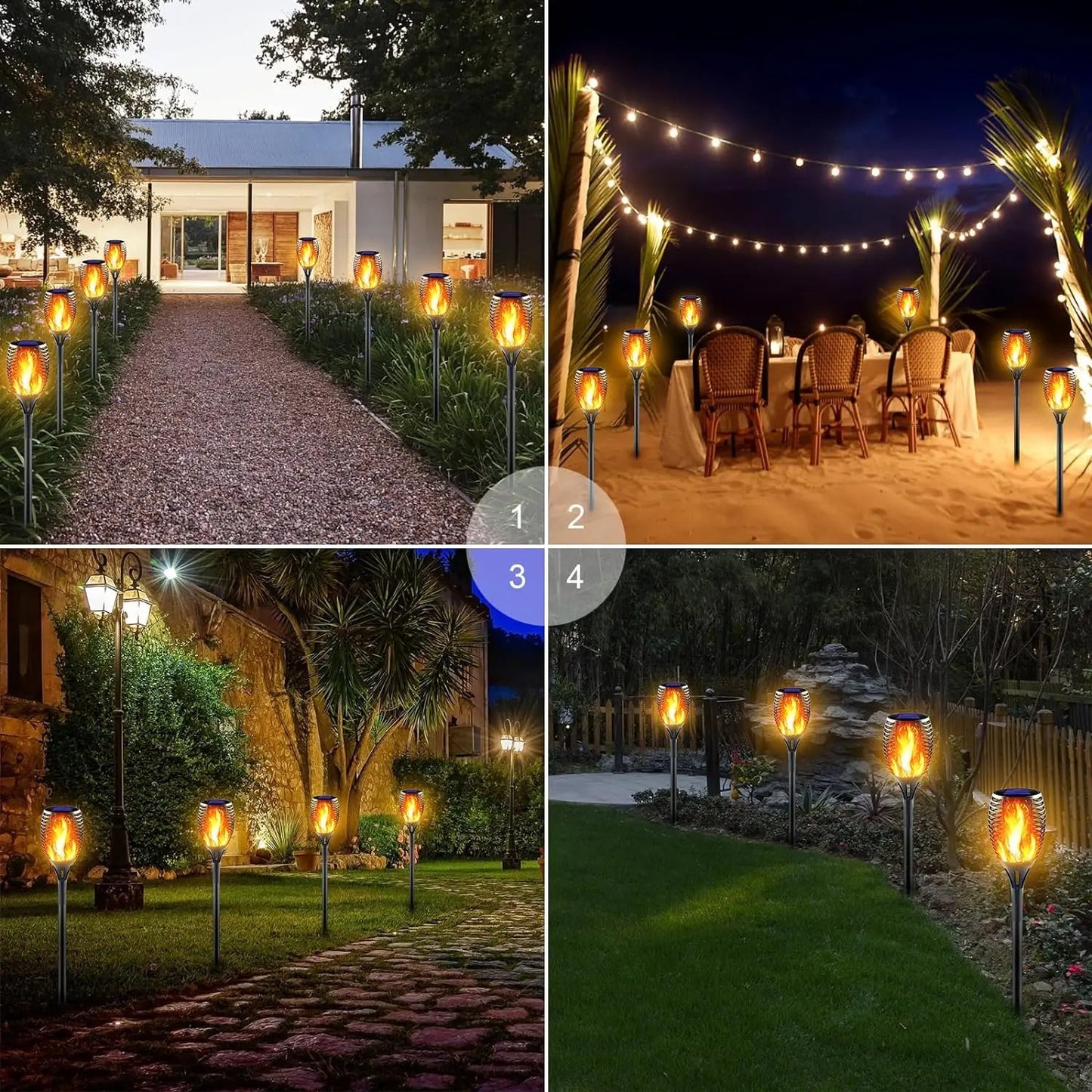 96-LED Solar Flame Pathway Lights - Outdoor Waterproof Flickering Torch Lamp
