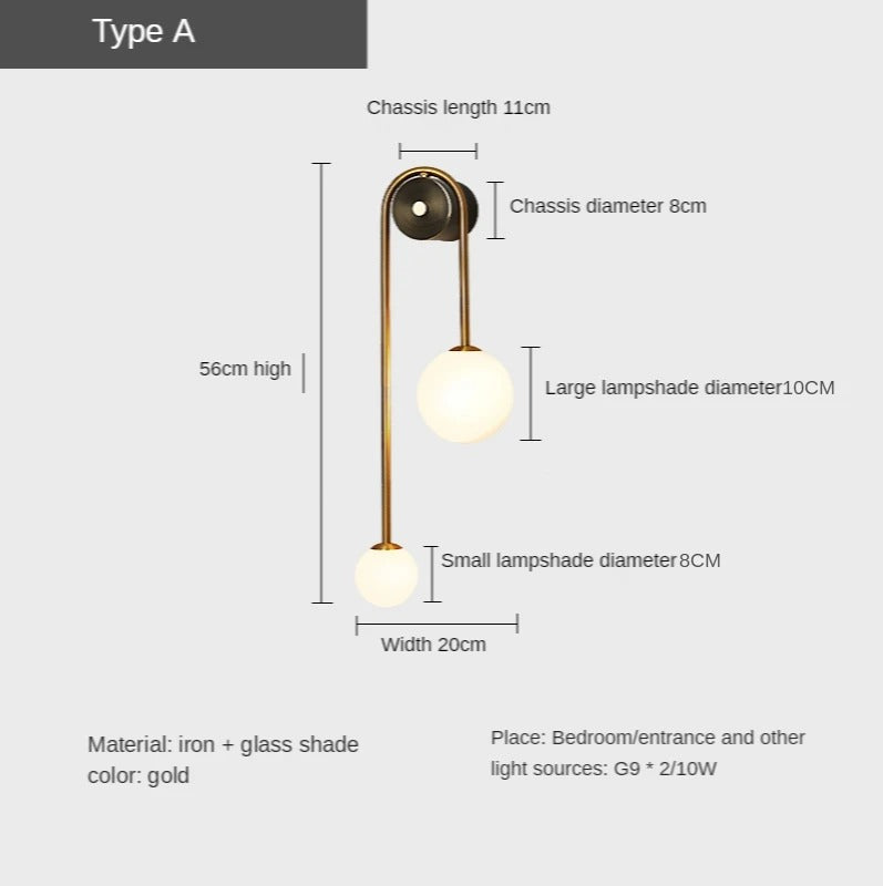 Lumiere - Modern LED Gold Glass Wall Sconce Light