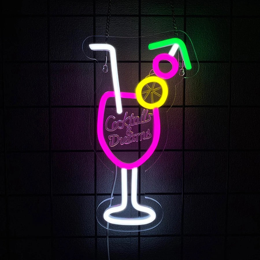 Neon Aura - Cocktails & Dreams LED Sign for Aesthetic Wall Decor