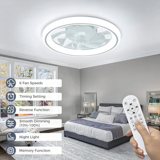AeroBreeze - 48cm Silent Ceiling Fan Light with Remote & Dimming