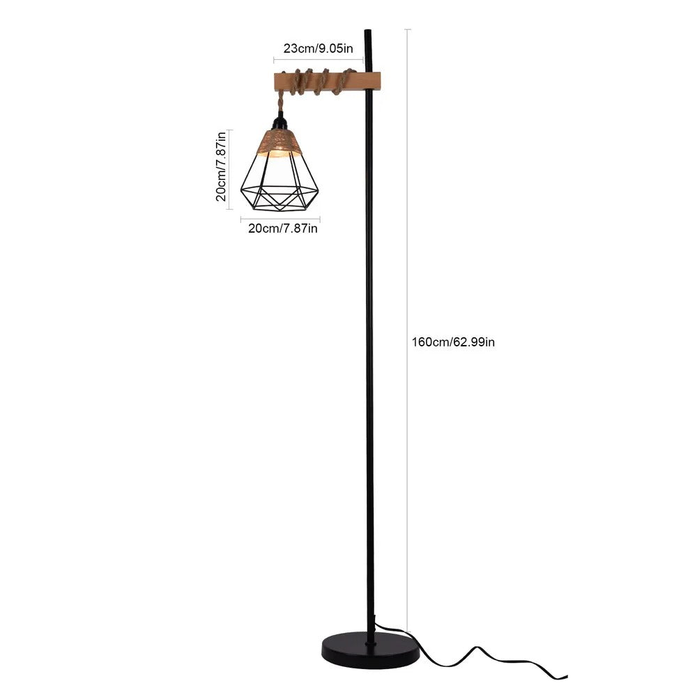 Aesthetic Smart Floor Lamp, Adjustable Height Standing Light with Woven Rattan Lampshade