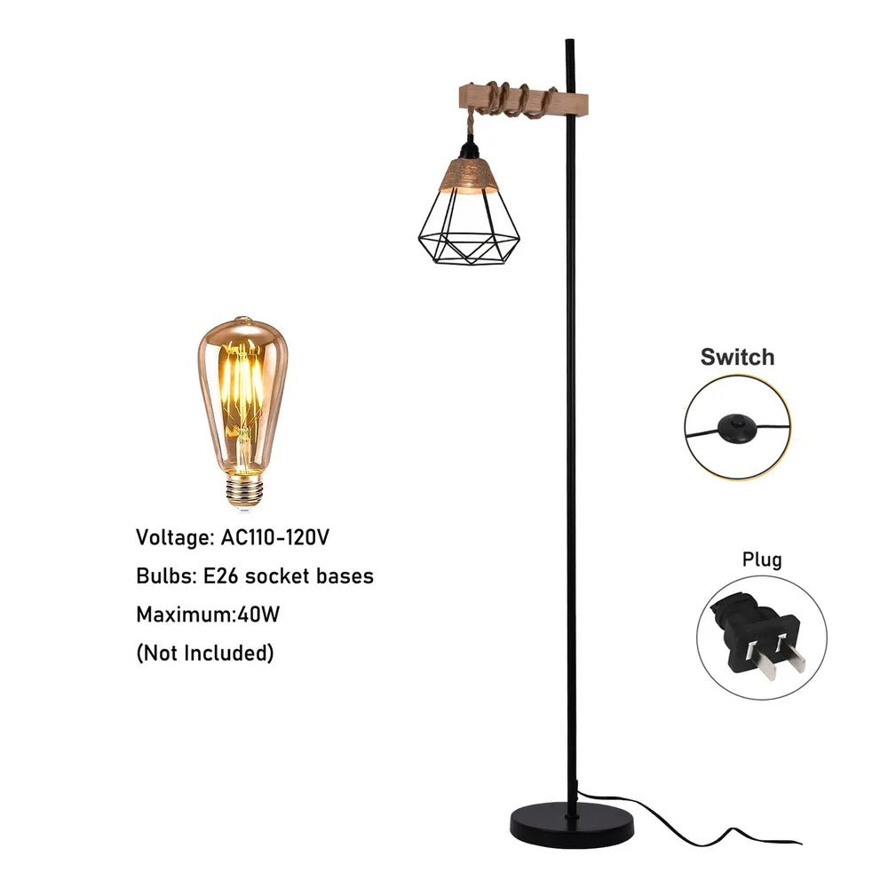 Aesthetic Smart Floor Lamp, Adjustable Height Standing Light with Woven Rattan Lampshade
