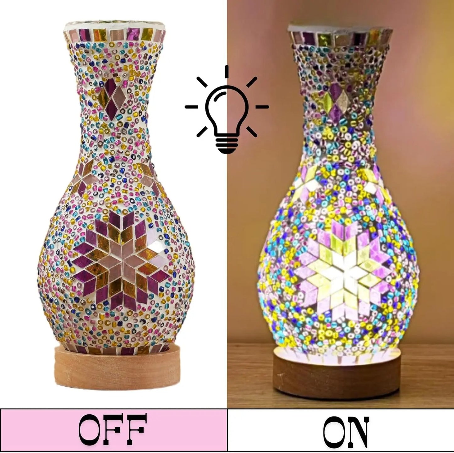 Alureon - Moroccan Handmade Glass LED Vase Lamp