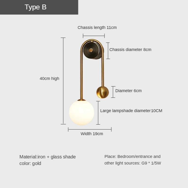 Lumiere - Modern LED Gold Glass Wall Sconce Light