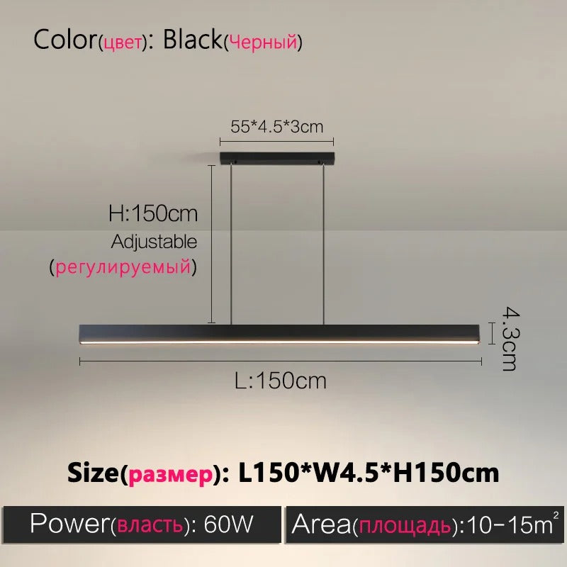 LumiStyle - Modern LED Long Strip Chandelier Lamp