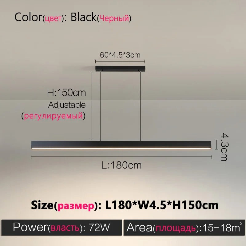 LumiStyle - Modern LED Long Strip Chandelier Lamp