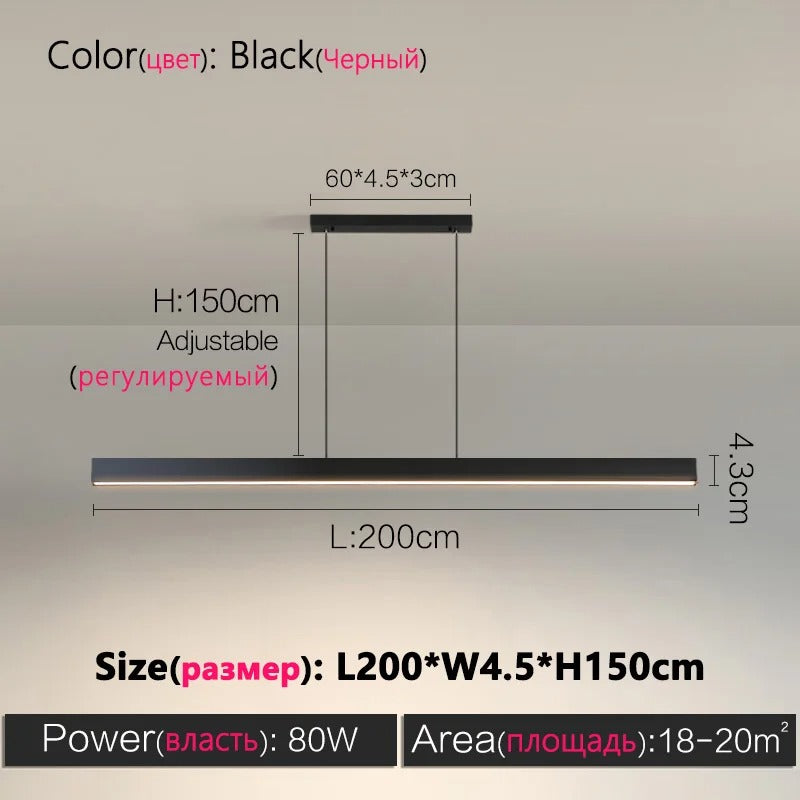 LumiStyle - Modern LED Long Strip Chandelier Lamp