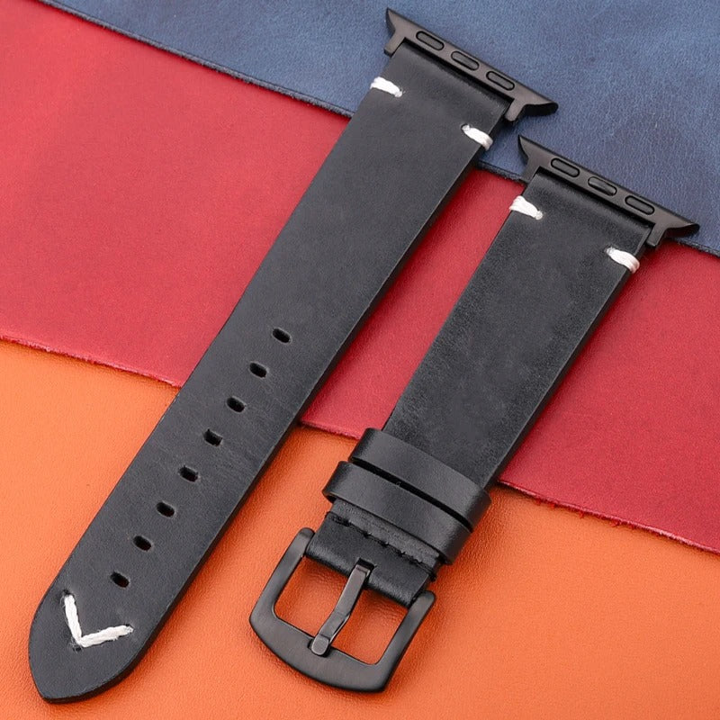 LuxeCraft - Genuine Leather Watch Strap for Apple Watch Series SE & 4–7