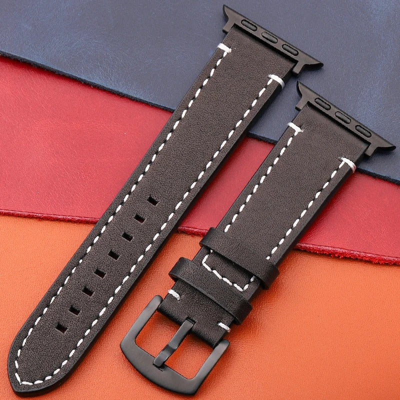 LuxeCraft - Genuine Leather Watch Strap for Apple Watch Series SE & 4–7