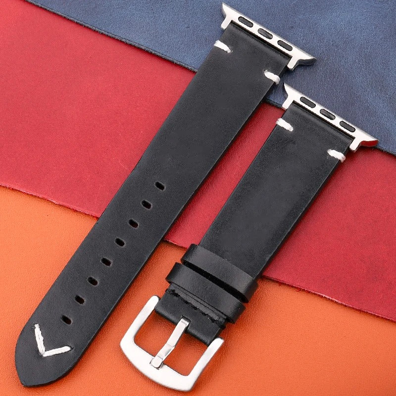 LuxeCraft - Genuine Leather Watch Strap for Apple Watch Series SE & 4–7