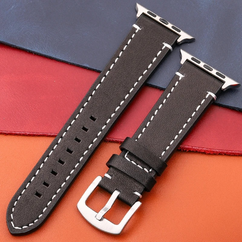 LuxeCraft - Genuine Leather Watch Strap for Apple Watch Series SE & 4–7