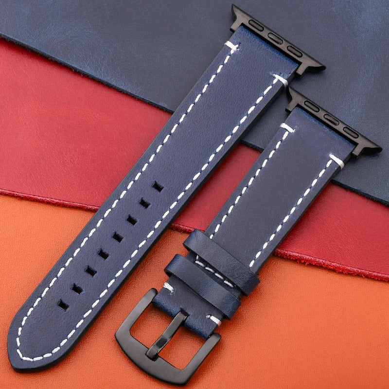 LuxeCraft - Genuine Leather Watch Strap for Apple Watch Series SE & 4–7