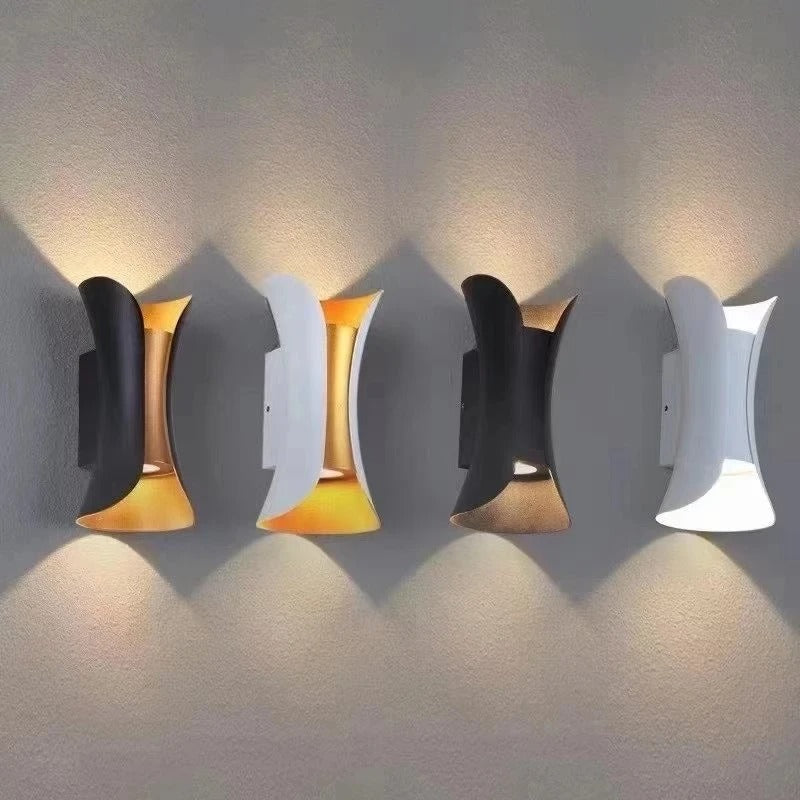 BrightHome - Modern Curved Indoor/Outdoor Waterproof LED Wall Lights, Aluminum