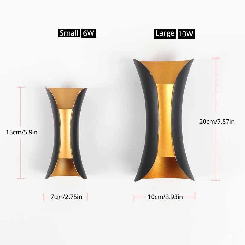 BrightHome - Modern Curved Indoor/Outdoor Waterproof LED Wall Lights, Aluminum