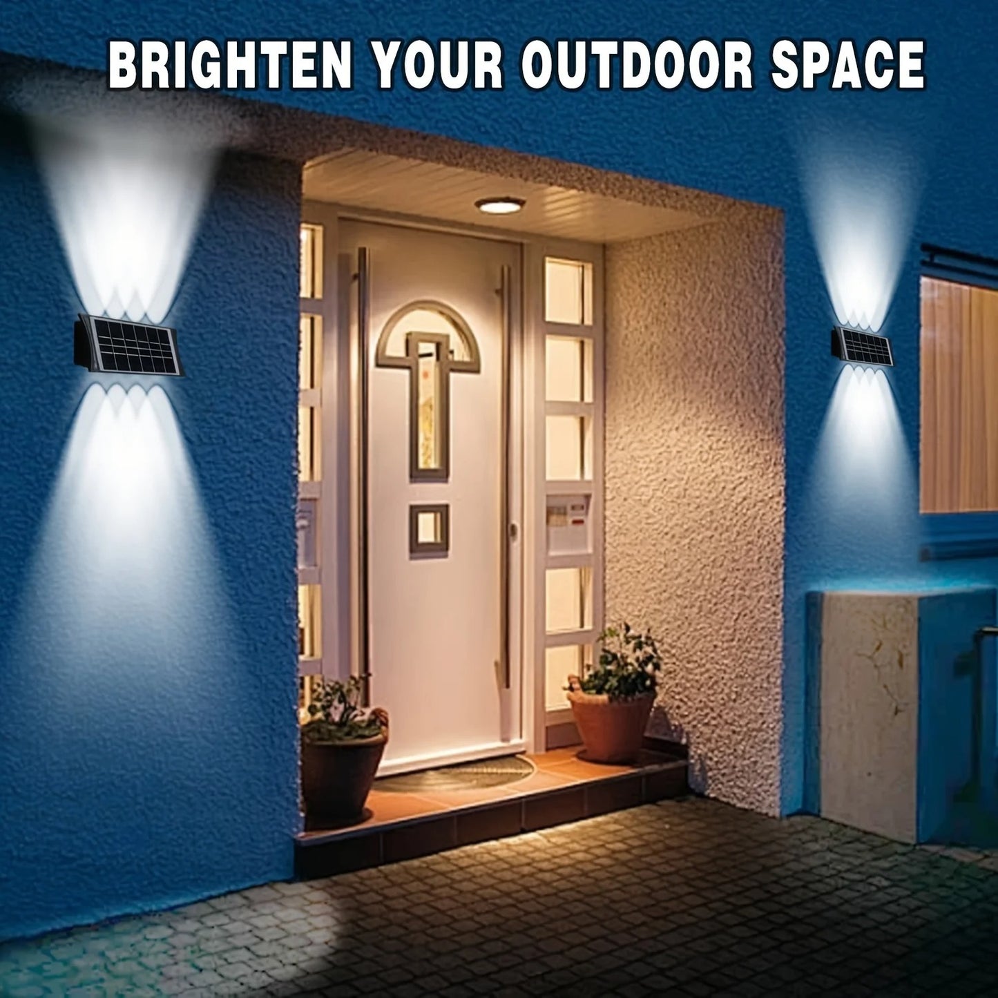 Bright Solar Lights for Walls, 8-LED RGB Outdoor Waterproof Up/Down Accent Lighting