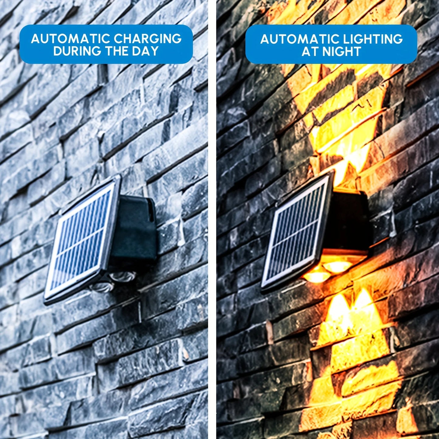 Bright Solar Lights for Walls, 8-LED RGB Outdoor Waterproof Up/Down Accent Lighting