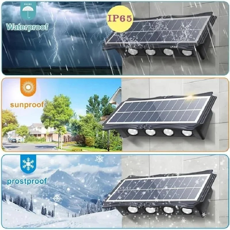Bright Solar Lights for Walls, 8-LED RGB Outdoor Waterproof Up/Down Accent Lighting