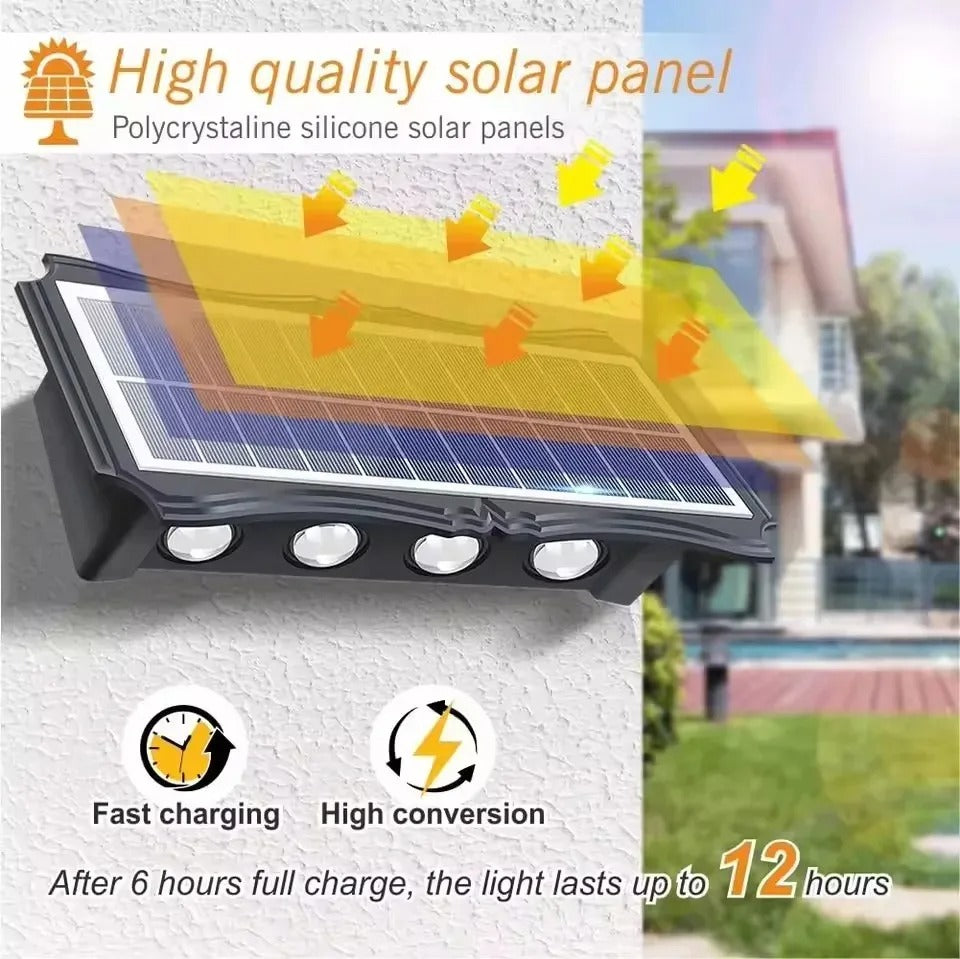 Bright Solar Lights for Walls, 8-LED RGB Outdoor Waterproof Up/Down Accent Lighting