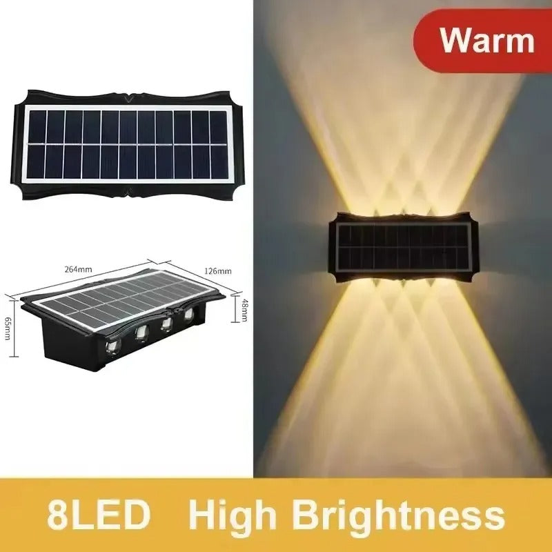 Bright Solar Lights for Walls, 8-LED RGB Outdoor Waterproof Up/Down Accent Lighting