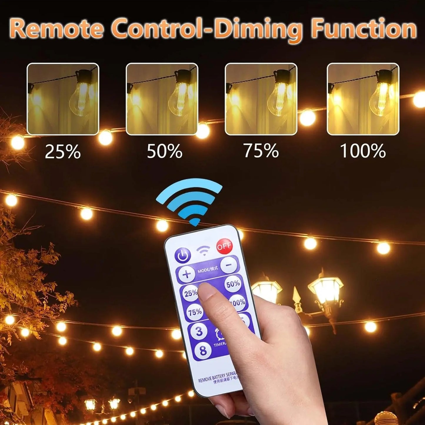 Brightech - Waterproof Solar String Lights with Shatterproof G40 Bulbs Outdoor