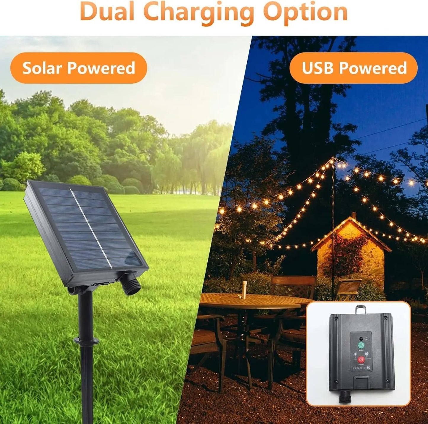 Brightech - Waterproof Solar String Lights with Shatterproof G40 Bulbs Outdoor
