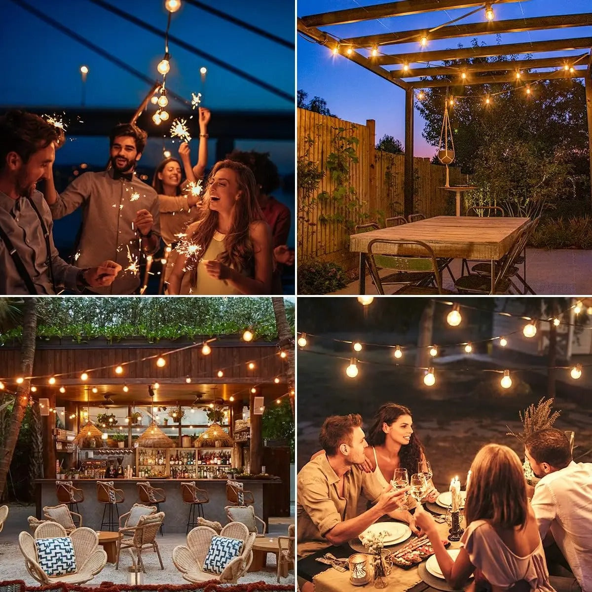 Brightech - Waterproof Solar String Lights with Shatterproof G40 Bulbs Outdoor