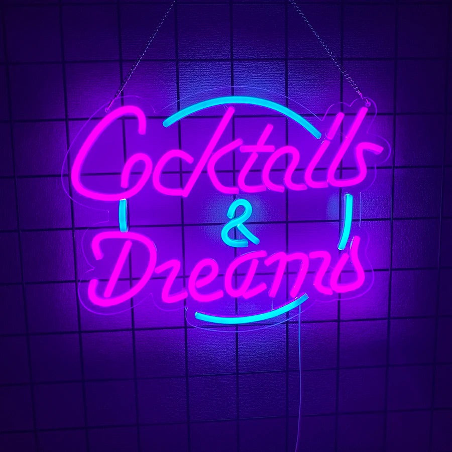 Neon Aura - Cocktails & Dreams LED Sign for Aesthetic Wall Decor