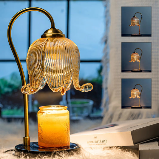 Charming Glow - Tulip Candle Lamp: French Retro Bedside Fragrance Light