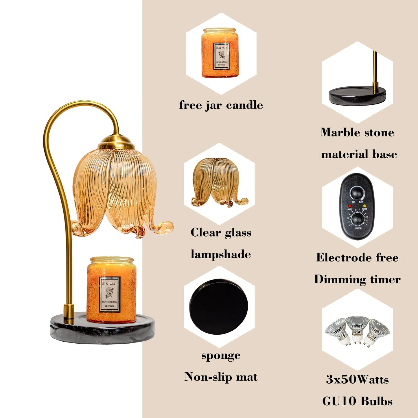 Charming Glow - Tulip Candle Lamp: French Retro Bedside Fragrance Light