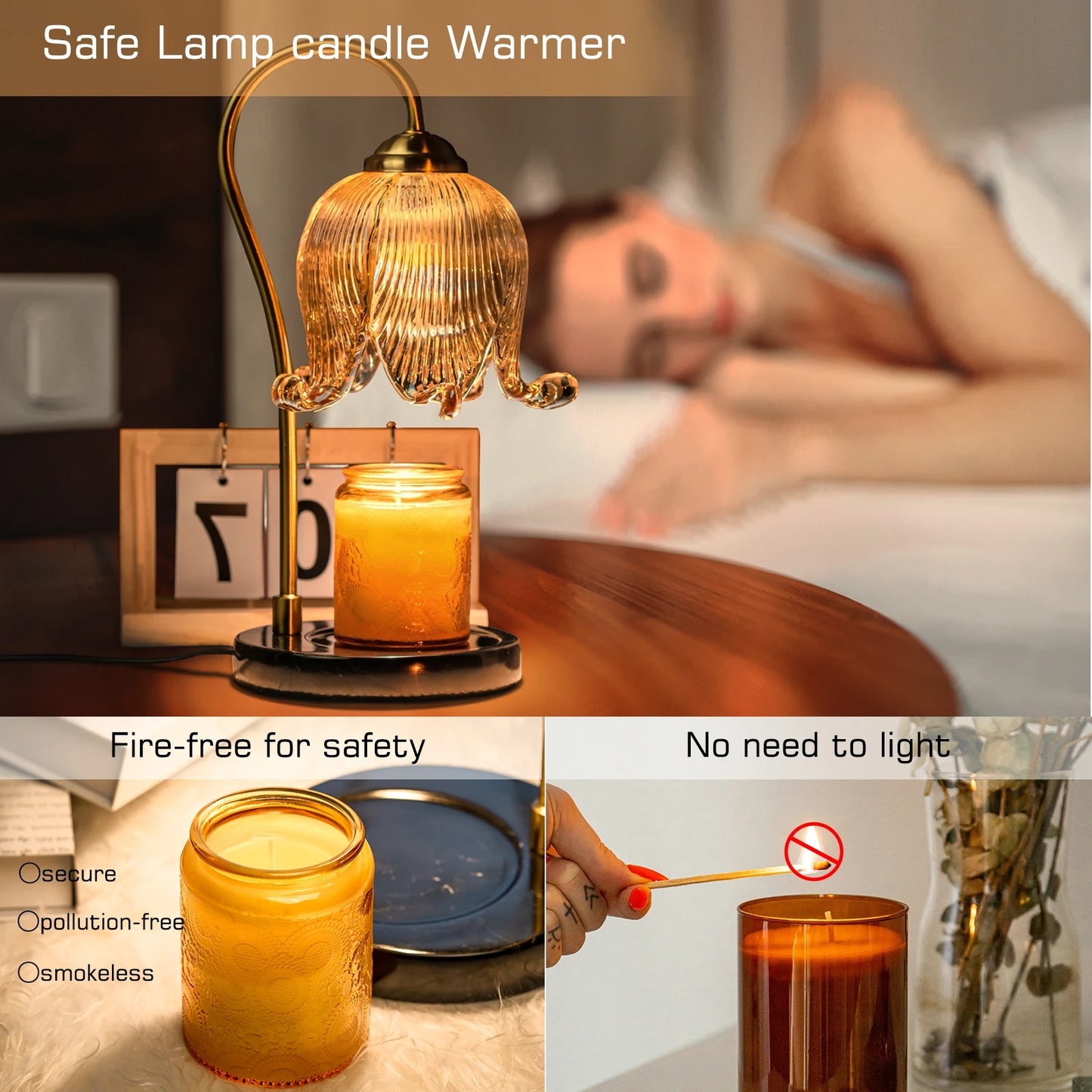 Charming Glow - Tulip Candle Lamp: French Retro Bedside Fragrance Light
