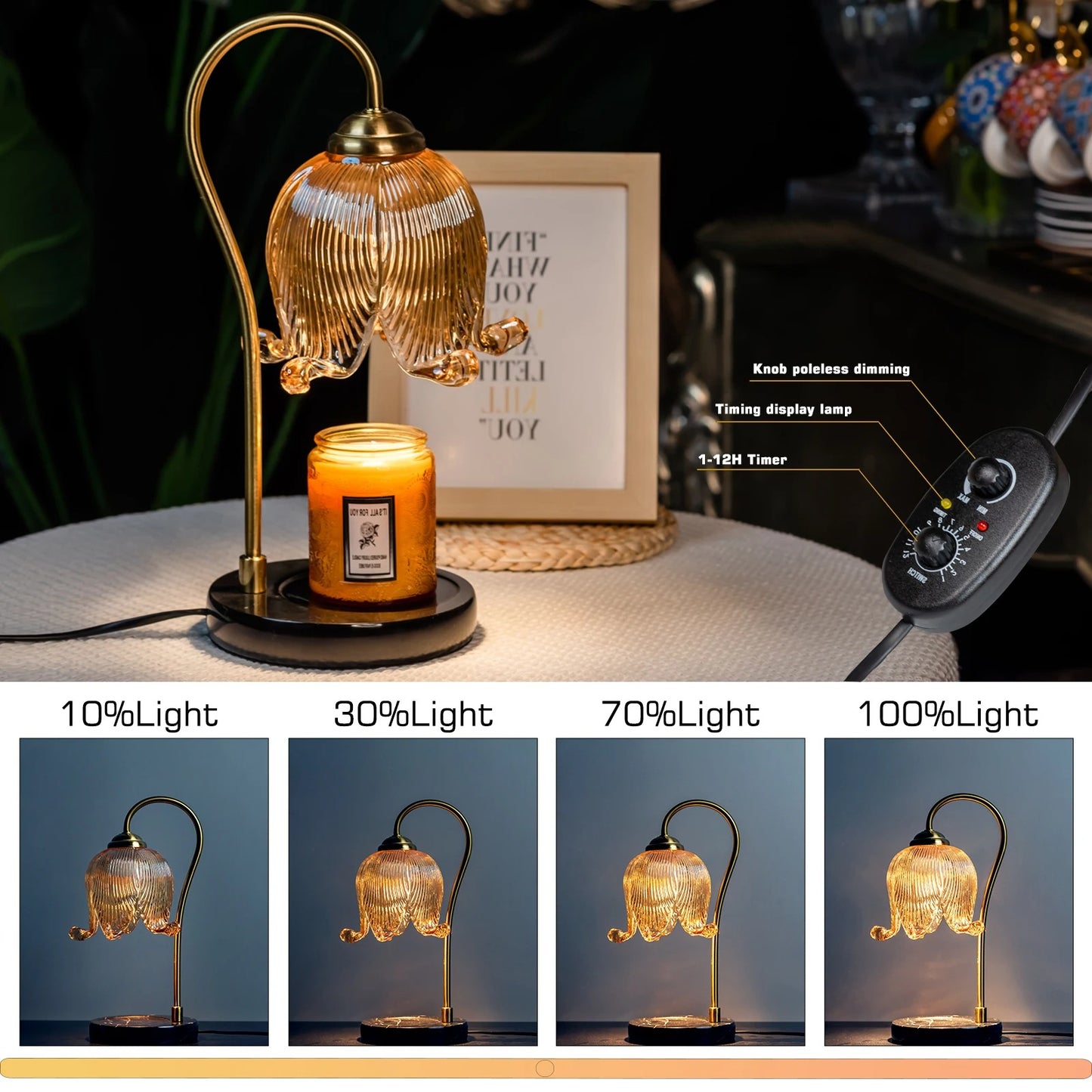 Charming Glow - Tulip Candle Lamp: French Retro Bedside Fragrance Light