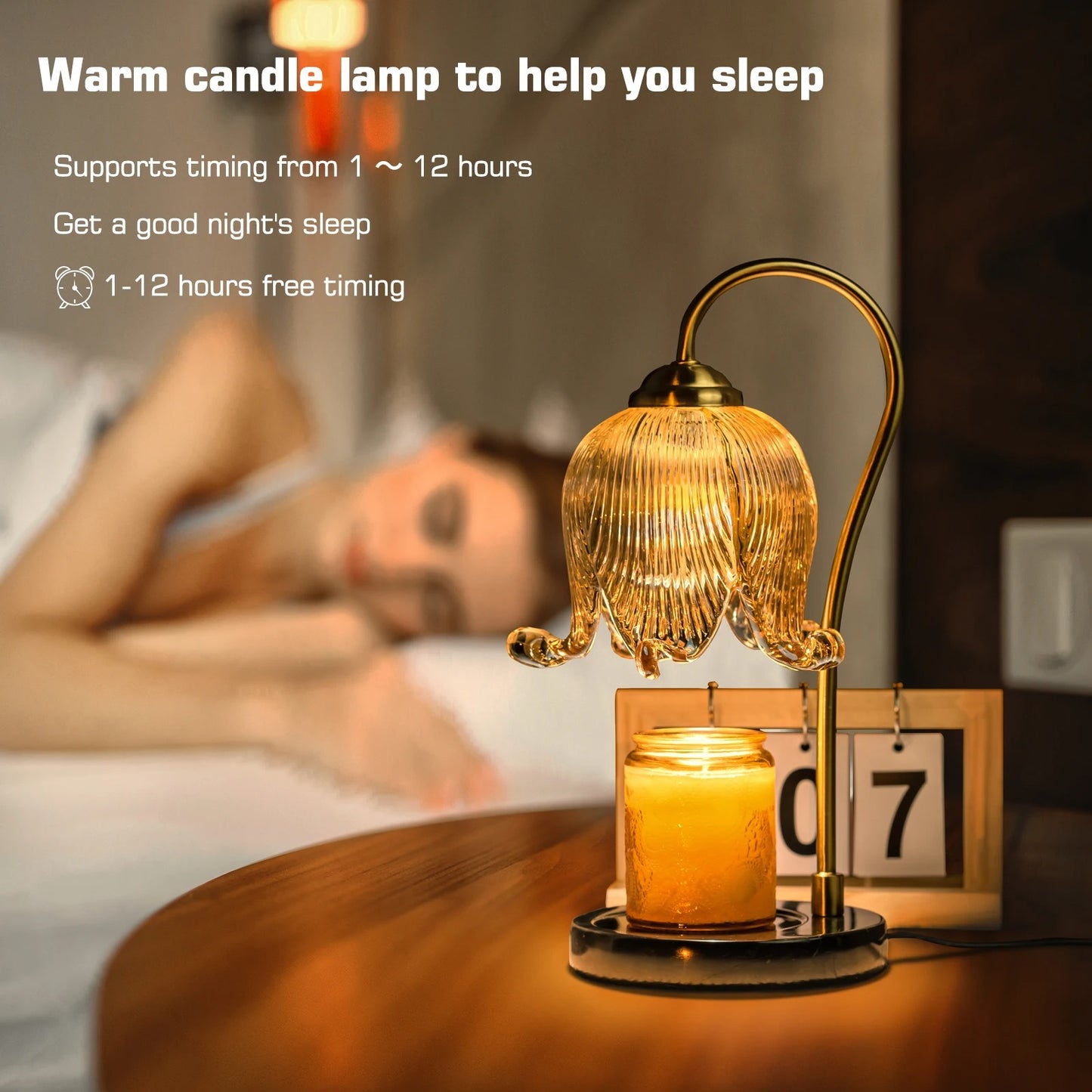 Charming Glow - Tulip Candle Lamp: French Retro Bedside Fragrance Light