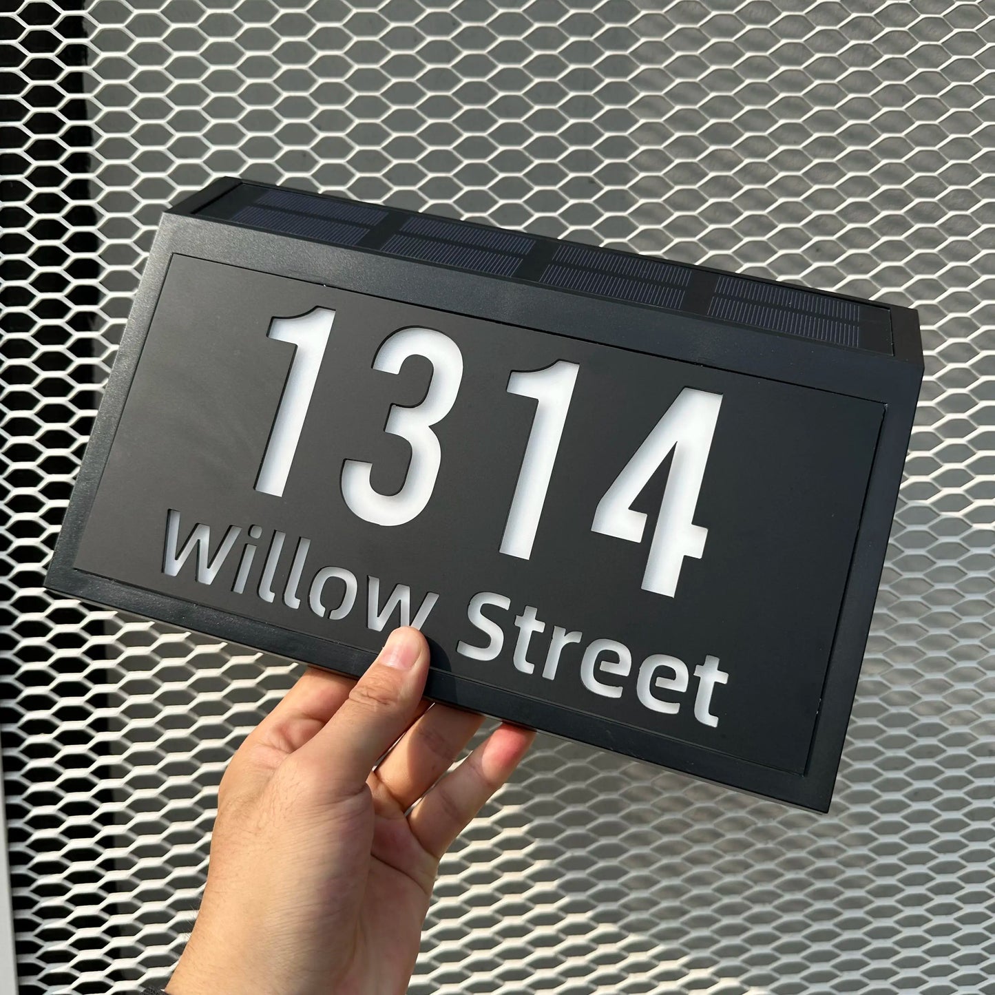 Custom House Sign with Solar LED Backlight - Outdoor Address Plaque & Street Name Plate