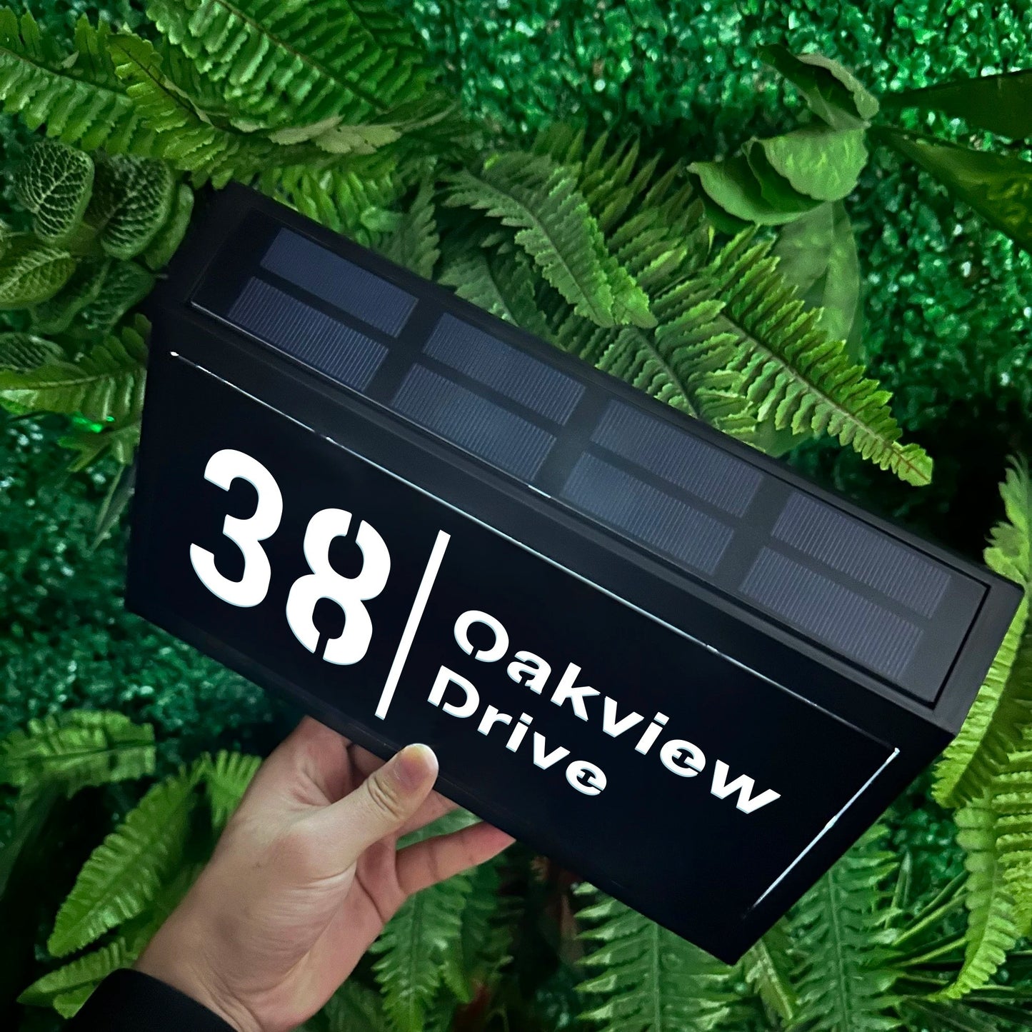 Custom House Sign with Solar LED Backlight - Outdoor Address Plaque & Street Name Plate