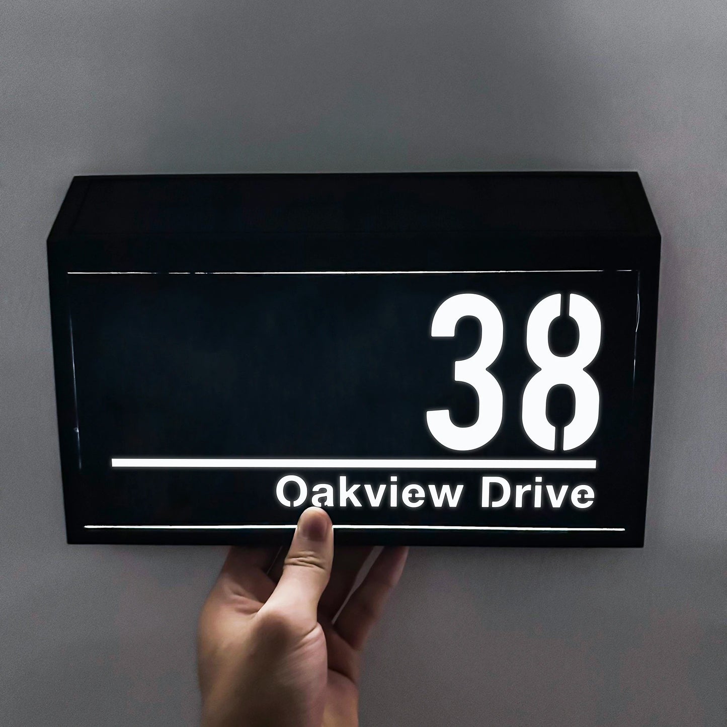 Custom House Sign with Solar LED Backlight - Outdoor Address Plaque & Street Name Plate