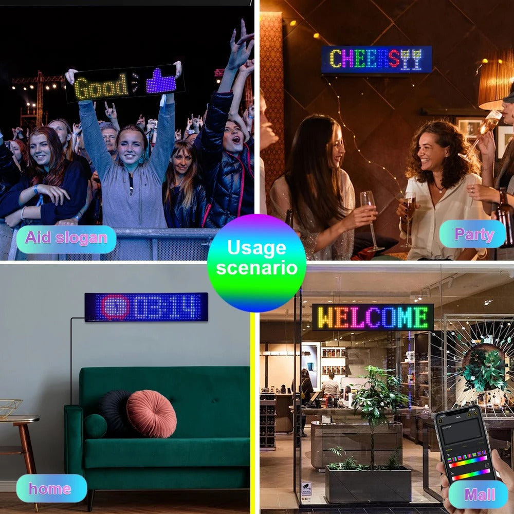 Customizable Car LED Sign - Flexible RGB Display with Bluetooth App Control, DIY Programmable Message Screen