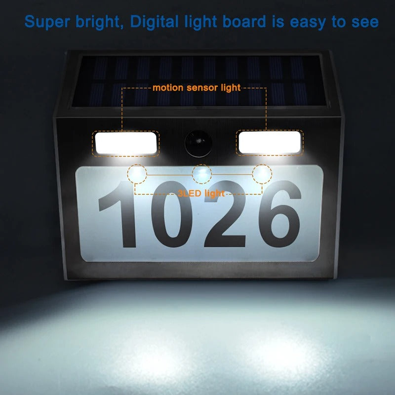 Customizable Solar House Number Light - Stainless Steel 200LM LED with Motion Sensor for Home Garden Door