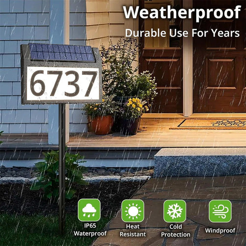 Customizable Solar House Number Sign - Waterproof LED Illuminated for Outdoor Home, Yard, Street