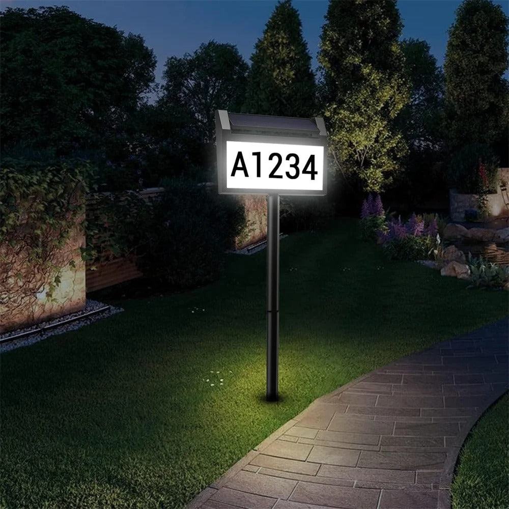 Customizable Solar House Number Sign - Waterproof LED Illuminated for Outdoor Home, Yard, Street